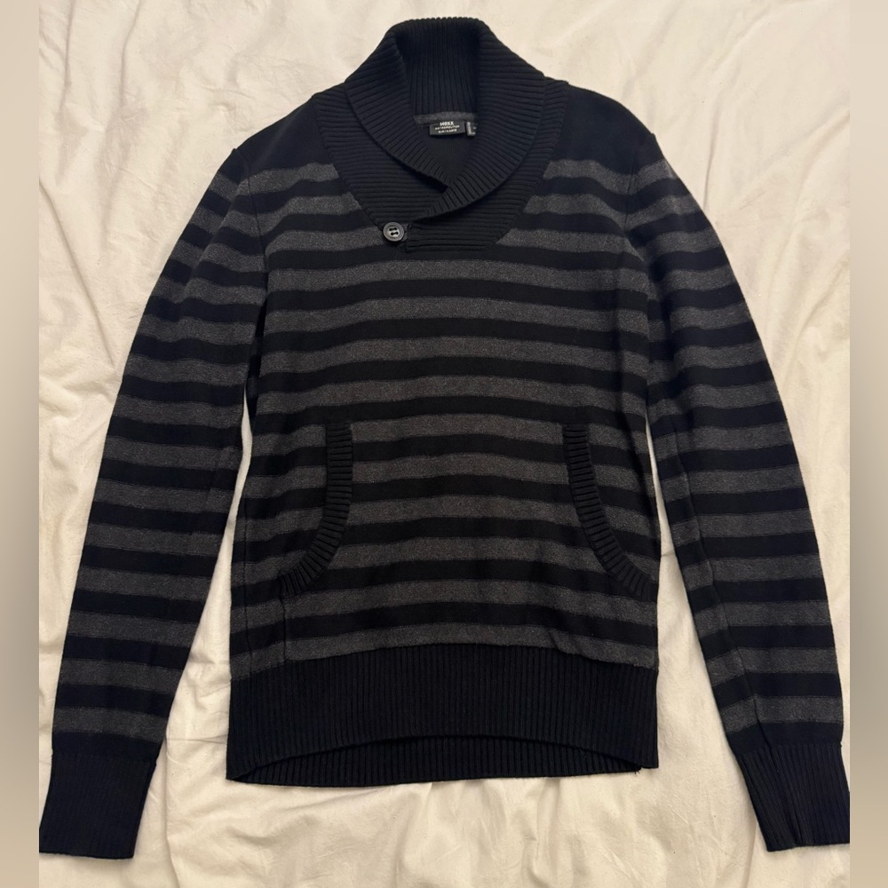 Black and grey striped Mexx sweater Elena Gilbert core late 2000s 100% cotton